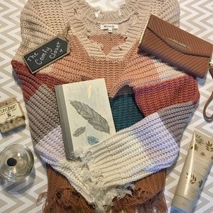 Boho oversized striped knit sweater; Miracle